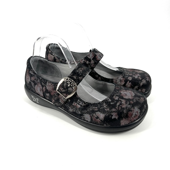 Alegria Shoes - ALEGRIA Kourtney Womens Black Floral Mary Jane Shoes Leather Size 40 /9.5-10
